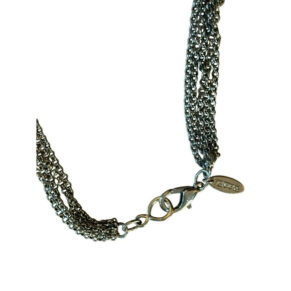 Signed Talbots Multi-Strand Silver-Tone Chain Necklace With Faux Pearl Accents - Picture 4 of 5